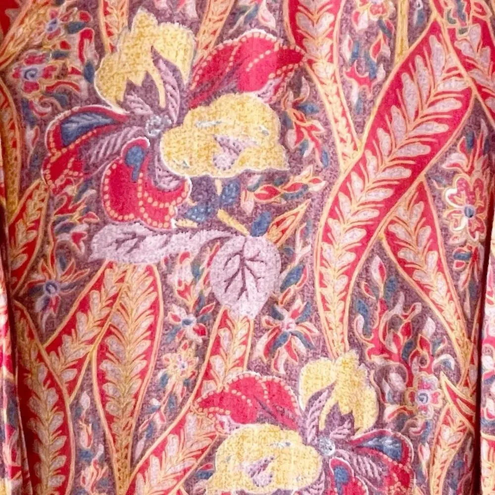 Lucky Brand Button Down Floral Print Top Orange Red Size Small EUC - Picture 9 of 15